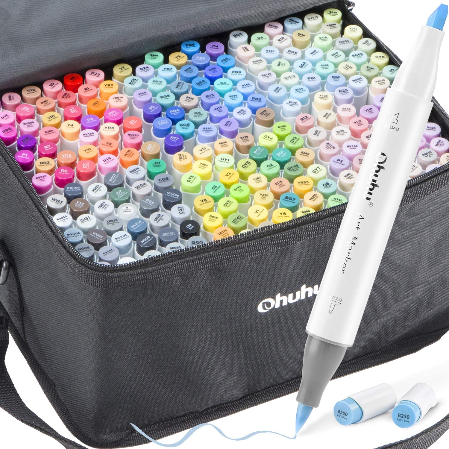 Ohuhu (New Packing): Punta pincel + biselada. Set de 24 marcadores de  alcohol en colores básicos + 1 Blender – Partte