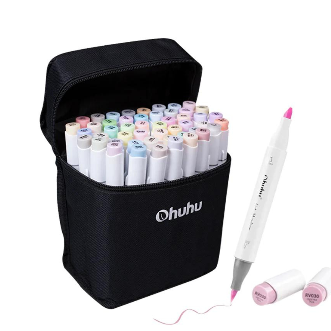 ohuhu pastel marcadores, ohuhu 48 colores cepillo de alcohol cepillo de  doble punta y marcador de boceto marcador