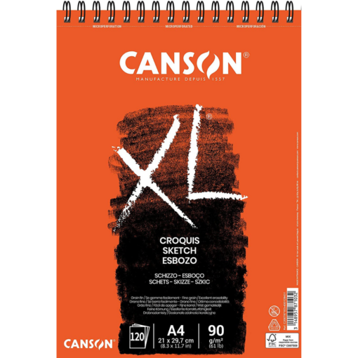 Bloc de Papel para Esbozos XL® Croquis con 120 Hojas de 90 g Tamaño A4 CANSON