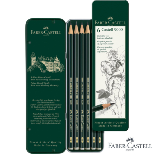 Set 6 Lápices de Dibujo Castell 9000 (8B-HB) Faber-Castell Alemán