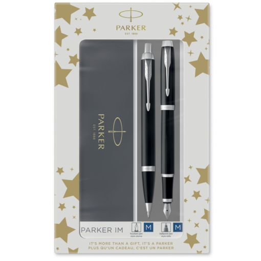 Set de Regalo Parker IM Negro con Cromado CT: Bolígrafo + Plumafuente