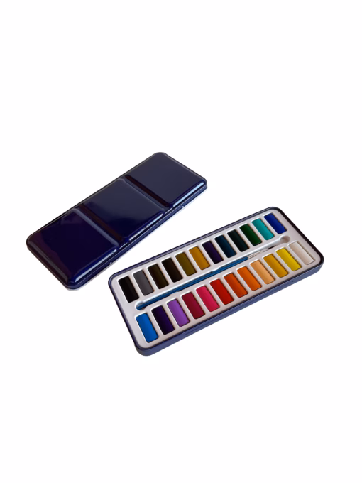 Estuche de metal con 24 acuarelas para estudiante de arte