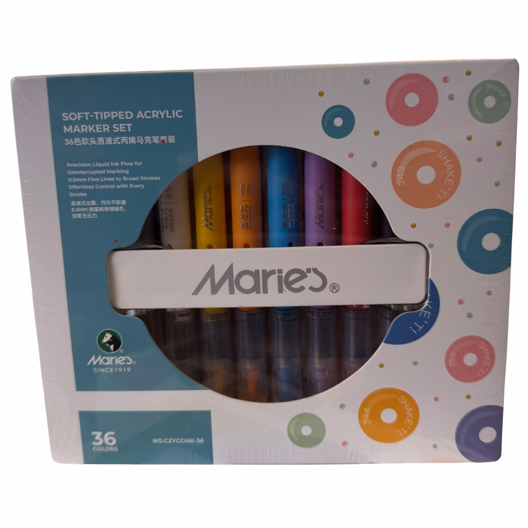 Set de 36 Marcadores Acrílicos Punta Flexible - Marie's