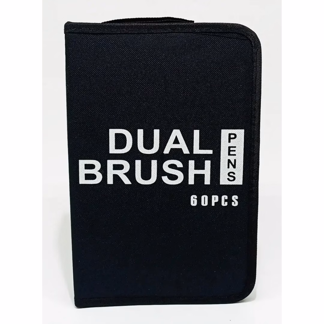 Set para regalo de 60 Marcadores Dual Brush: Punta Pincel y Punta Fina en Estuche de Tela - Te02 - Imagen 2